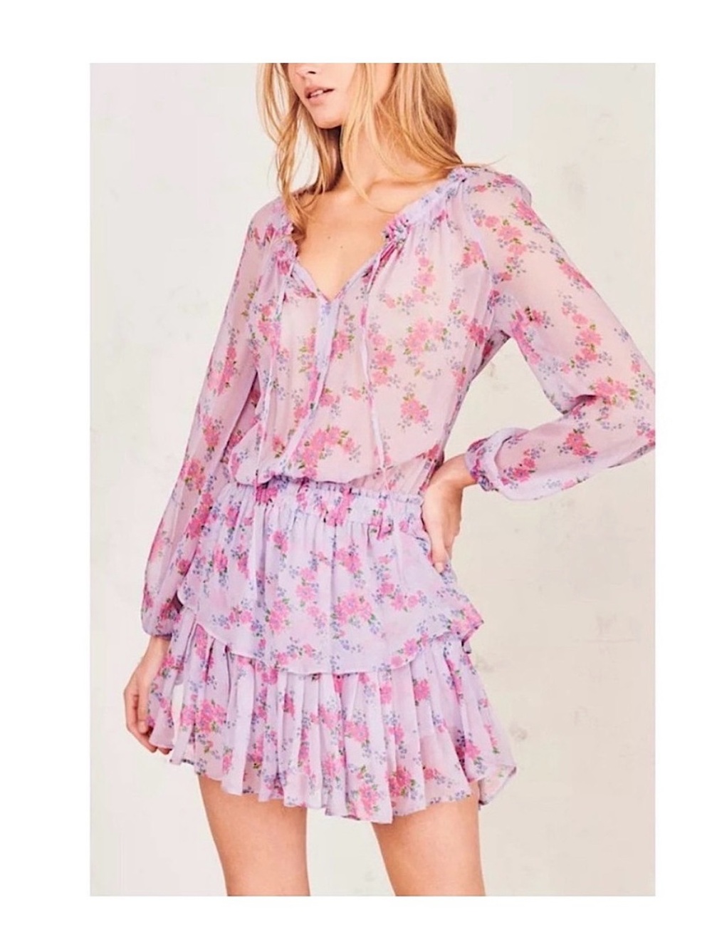 LoveShackFancy 100% silk popover mini dress